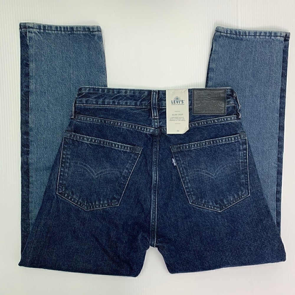 Levis Made & Crafted Jeans Size 26 Two Tone Color Blocked Mid Rise Crop NWT - Picture 7 of 12